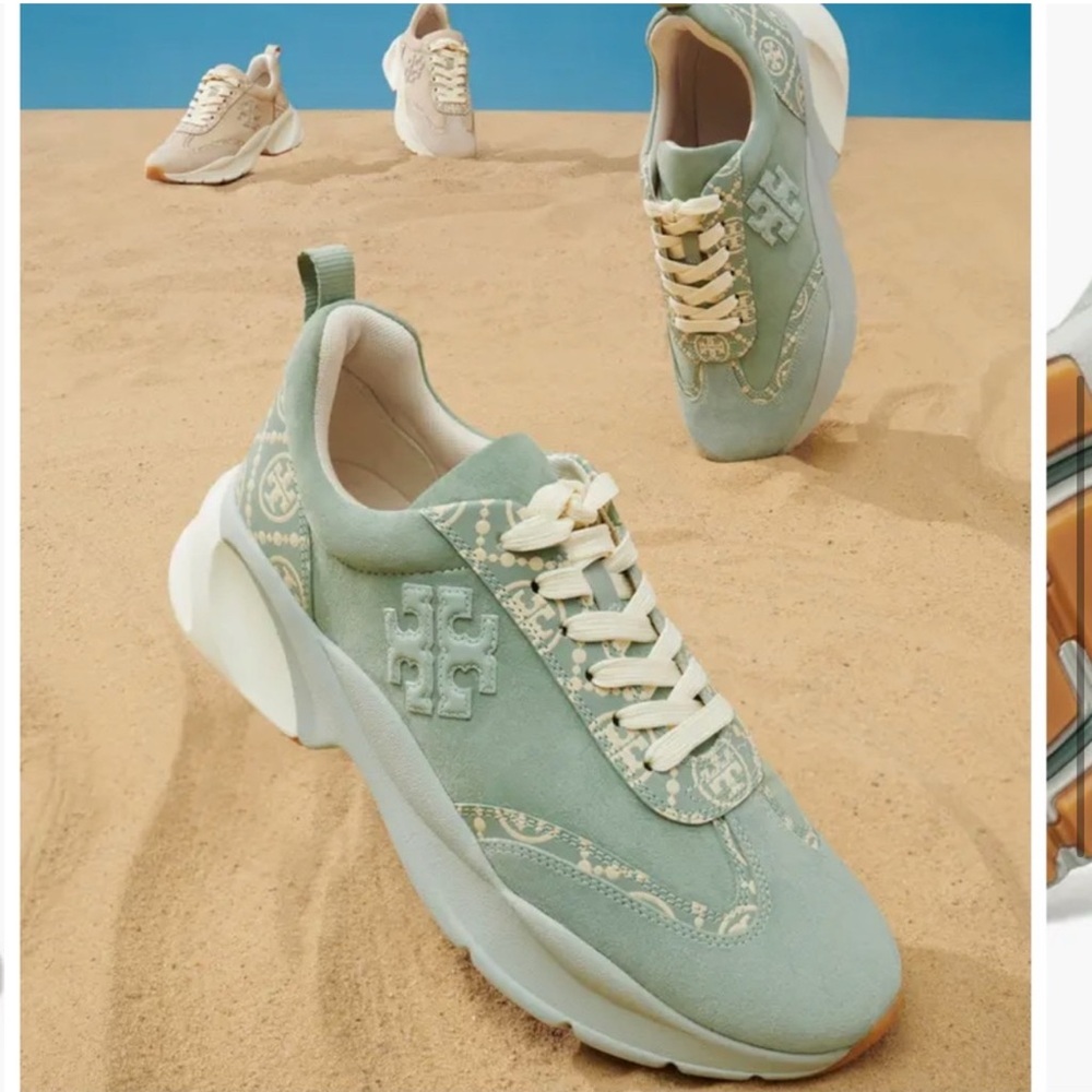 Tory Burch T. monogram Good Luck Trainer Sneakers - Picture 3 of 5